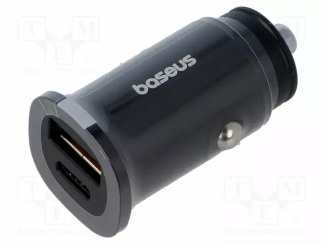 USB VIRTALÄHDE - USB A RASIA,USB C RASIA - 30W - MUSTA - 5A - Autopistokelaturit ja virtalähteet - CCALL-AS01 - 1
