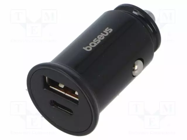 USB VIRTALÄHDE - USB A RASIA,USB C RASIA - 30W - MUSTA - 5A - Autopistokelaturit ja virtalähteet - CCALL-YS01 - 1