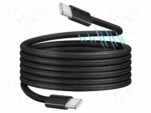 KAAPELI - USB 2.0 - USB C PISTOKE,MOLEMMIN PUOLIN - 1M - MUSTA - 100W - USB kaapelit ja adapterit - CU0231 - 1