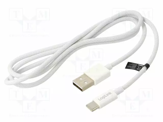 KAAPELI - USB 2.0 - USB A PISTOKE,USB C PISTOKE - 1M - VALKOINEN - USB kaapelit ja adapterit - CU0321 - 1