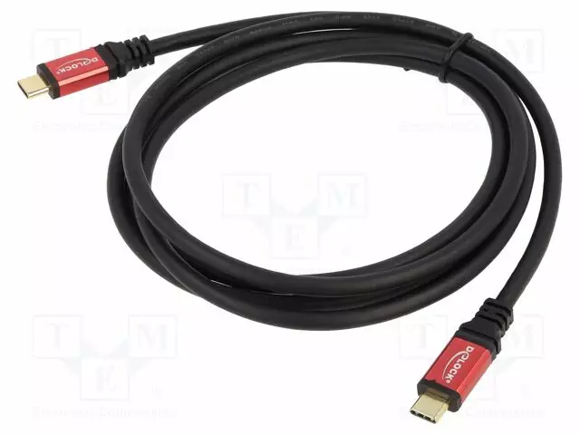 KAAPELI - USB C PISTOKE,MOLEMMIN PUOLIN - KULLATTU - 2M - MUSTA - 100W - USB kaapelit ja adapterit - DELOCK-80091 - 1