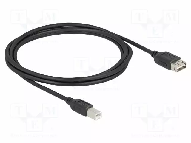 CABLE - USB 2.0 - USB A DOUBLE SIDED SOCKET,USB B PLUG - 2M - MUSTA - USB kaapelit ja adapterit - DELOCK-81531 - 1