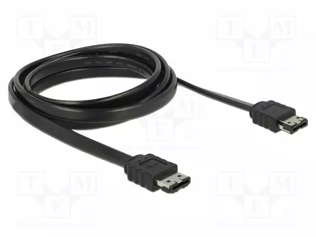CABLE: SATA - E-SATA SOCKET,BOTH SIDES - 2M - FLAT - MUSTA - 3GBPS - Tietokonetarvikkeet - muut - DELOCK-85641 - 1