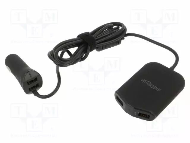 USB VIRTALÄHDE - USB A RASIA X4 - VIRTALÄHT.JÄNN: 12÷24VDC - MUSTA - Autopistokelaturit ja virtalähteet - EG-4U-CAR-01 - 1