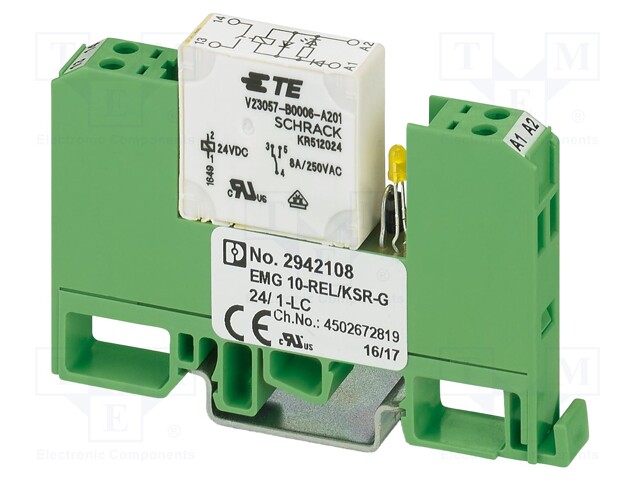 RELE: LIITÄNTÄ - SPST-NO - UKELAN: 24VDC - DIN-KISKOLLE - EMG - Elektromagneettiset relesarjat - EMG10-RELKSRG241 - 1