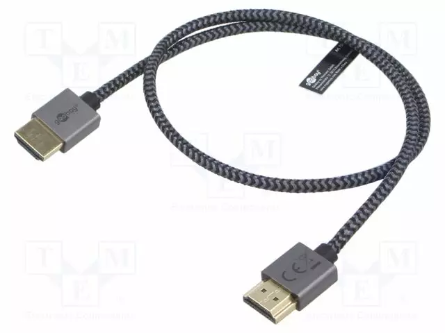 KAAPELI - HDMI-PISTOKE,MOLEMMIN PUOLIN - PVC - TEKSTIILI - 0,5M - HDMI, DVI, DisplayPort johdot - GOOBAY-75751 - 1