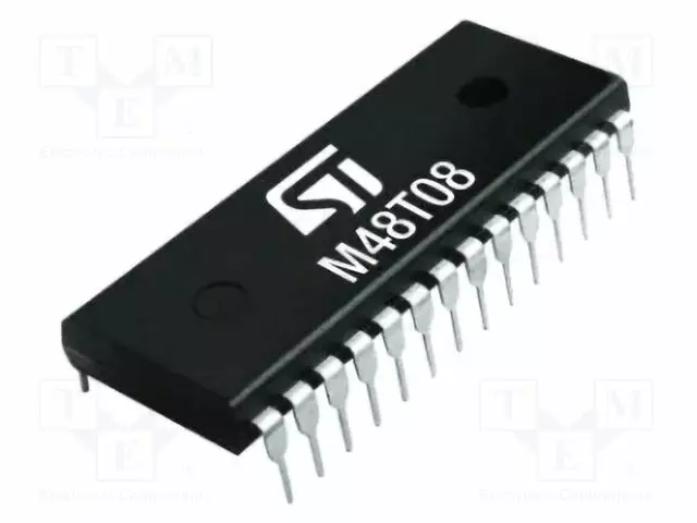 IC: RTC-MIKROPIIR - KELLO - NV SRAM - 64KBSRAM - PCDIP28 - 4,75÷5,5V - RTC-piirit - M48T08-100PC1 - 1