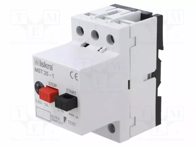 DIN-KISKOLLE - IP20 - -25÷60°C - SUOJAUS: MOOTTORINSUOJAKYTKIN - Kontaktorit - lisätarvikkeet - MST25-1 - 1