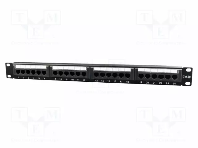 PATCH PANEL - MUSTA - PORTTIEN LUKU: 24 - 19" - CAT: 5E - RACK 19" - RACK - Tietokonetarvikkeet - muut - NPP-C524CM-001 - 1