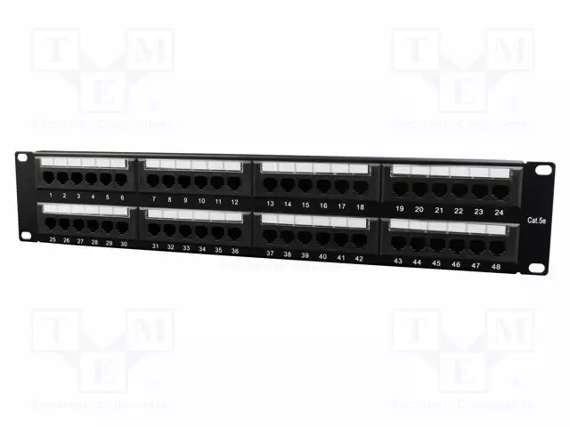 PATCH PANEL - MUSTA - PORTTIEN LUKU: 48 - 19" - CAT: 5E - RACK 19" - RACK - Tietokonetarvikkeet - muut - NPP-C548CM-001 - 1
