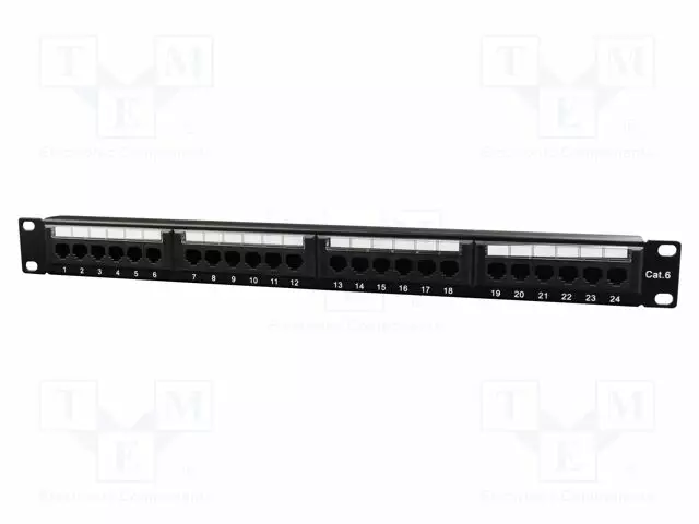 PATCH PANEL - MUSTA - PORTTIEN LUKU: 24 - 19" - CAT: 6 - RACK 19" - RACK - Tietokonetarvikkeet - muut - NPP-C624CM-001 - 1