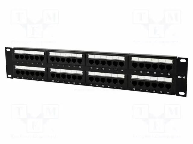 PATCH PANEL - MUSTA - PORTTIEN LUKU: 48 - 19" - CAT: 6 - RACK 19" - RACK - Tietokonetarvikkeet - muut - NPP-C648CM-001 - 1