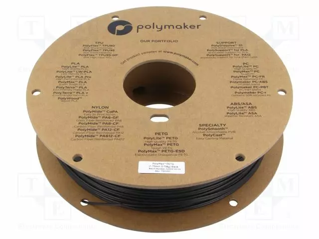 3D FILAMENTTI PET-G TOUGH - 1,75MM - MUSTA - 230÷240°C - 750G - POLYMAX™ - 3D Filamentit - PB02001 - 1
