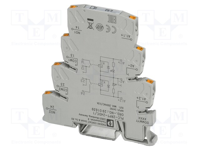 RELE: LIITÄNTÄ - SPST-NO X2 - UKELAN: 24VDC - 3,5A - 3,5A/250VAC - Elektromagneettiset relesarjat - PLC-2RPT-24DC1 - 1
