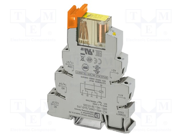 RELE: LIITÄNTÄ - DPDT - UKELAN: 24VDC - 6A - 3A/230VAC - 3A/24VDC - IP20 - Elektromagneettiset relesarjat - PLC-RSC-24DC2X21 - 1