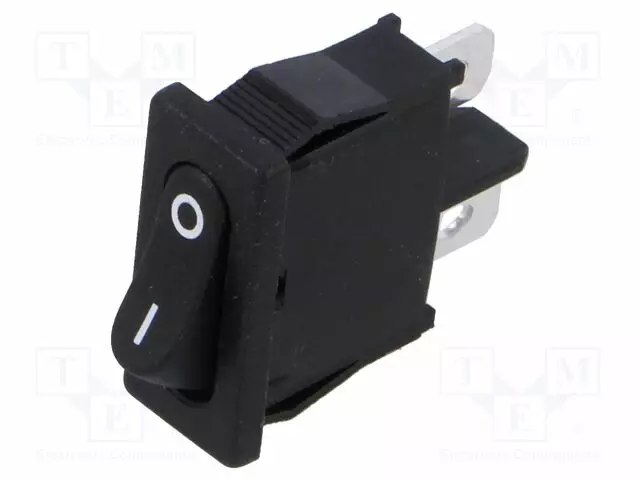 KEINUKYTKIN - SPST - AS: 2 - OFF-ON - 6A/250VAC - MUSTA - EI OLE - R6OHM - Keinukytkimet - R612KKFT0F1 - 1