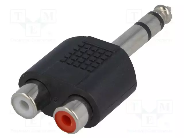 ADAPTERI - 6,3MM PLUGI,RCA-PISTORASIA X2 - STEREO - Audioliitinadapterit - AC-011 - 1