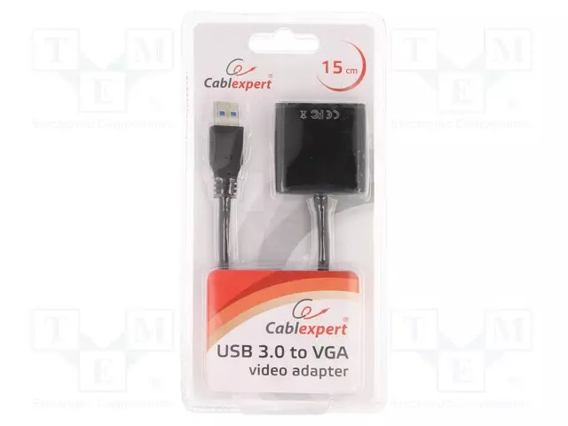 ADAPTERI - USB 3.0 - D-SUB 15PIN HD-PISTORASIA,USB A PISTOKE - USB kaapelit ja adapterit - AB-U3M-VGAF-01 - 1