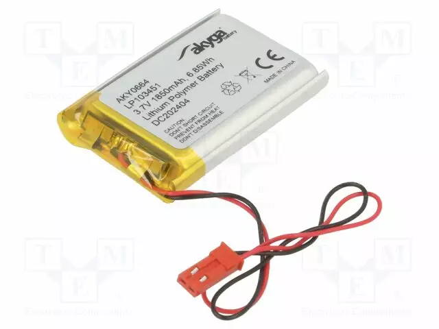 AKKU: LI-PO - 3,7V - 1850MAH - JOHDOT,JST SYP-02T-1 LIITOS - Akut - AKY-LP103451 - 1