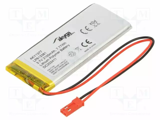 AKKU: LI-PO - 3,7V - 2100MAH - JOHDOT,JST SYP-02T-1 LIITOS - Akut - AKY-LP613381 - 1