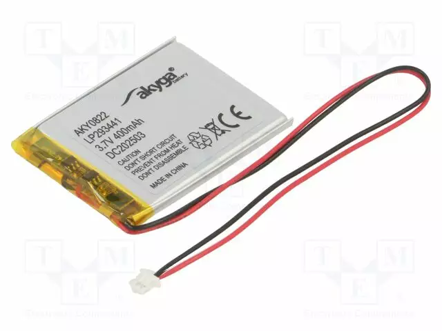 AKKU: LI-PO - 3,7V - 400MAH - JOHDOT,MOLEX MX-51021-0200 LIITIN - Akut - AKY-LP293441 - 1