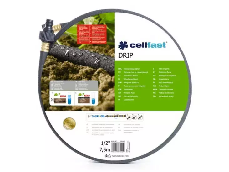 CELLFAST - DRIP WATERING HOSE - 1/2" - 7.5 m - Puutarhaletkut, liittimet ja kastelu - CF19-001 - 1