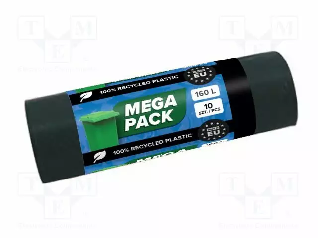 JÄTESÄKIT - LDPE - MUSTA - 160L - 10KPL - MEGA PACK - Pakkaaminen ja suojaus - SOLID-5921 - 1