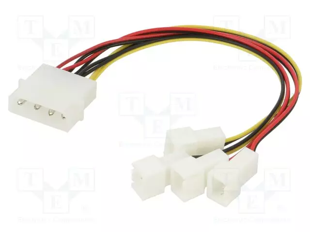 JOHTO: TUULETTIMIEN VIRTAJOHTO - PISTOKE: SUORA - 0,15M - 4X JAKAJA - Tuulettimien virtajohdot - AK-CB001 - 1