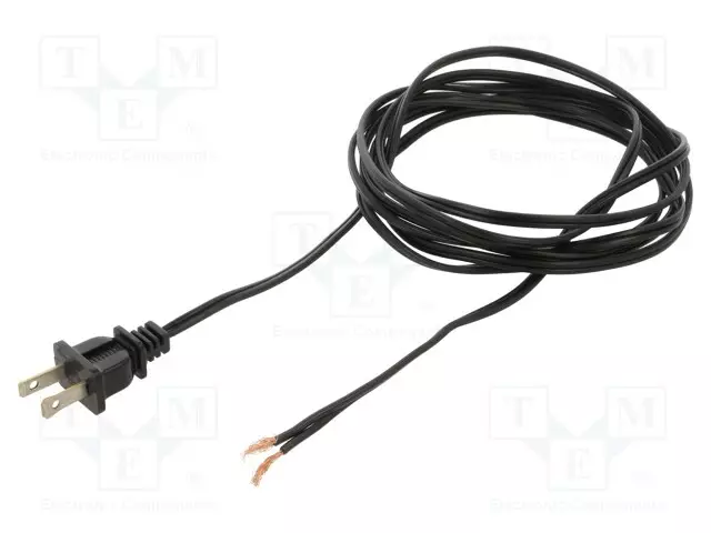 KAAPELI - 2X18AWG - NEMA 1-15 (A) PISTOKE,JOHDOT - PVC - 2,7M - MUSTA - Tietokone- ja laitejohdot - 221002-01 - 1