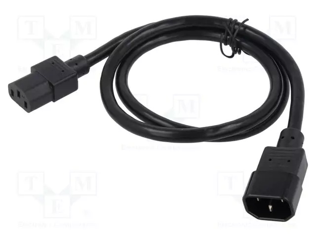 KAAPELI - 3X16AWG - IEC C13 NAARAS-IEC C14 UROS-PVC - 1M - MUSTA - Tietokone- ja  laitejohdot - 318007-01 - 1
