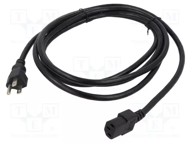 KAAPELI - 3X16AWG - IEC C13 NAARAS-NEMA 5-15 (B) PISTOKE - PVC - Tietokone- ja laitejohdot - 212013-01 - 1