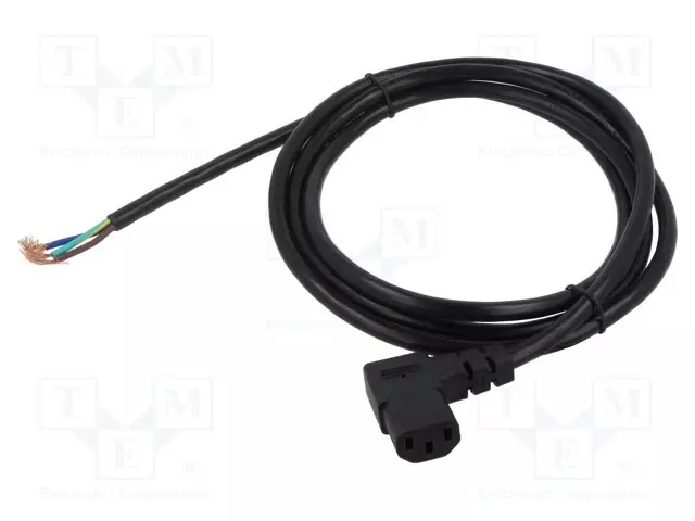 KAAPELI - 3X18AWG - IEC C13 NAARAS- 90°,JOHDOT - PVC - 2M - MUSTA - 10A - Tietokone- ja  laitejohdot - 316005-01 - 1
