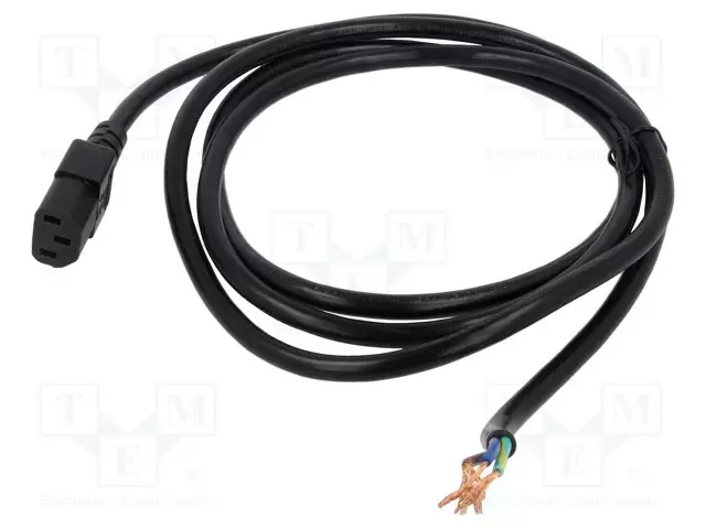 KAAPELI - 3X18AWG - IEC C13 NAARAS-JOHDOT - PVC - 2M - MUSTA - 10A - 125V - Tietokone- ja  laitejohdot - 315005-01 - 1