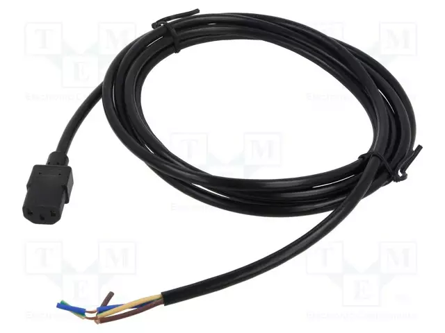KAAPELI - 3X18AWG - IEC C13 NAARAS-JOHDOT - PVC - 3M - MUSTA - 10A - 250V - Tietokone- ja laitejohdot - 315086-01 - 1