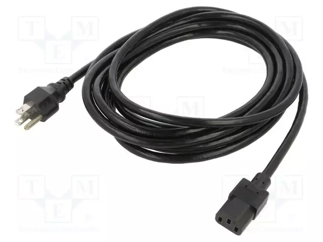 KAAPELI - 3X18AWG - IEC C13 NAARAS-NEMA 5-15 (B) PISTOKE - PVC - Tietokone- ja  laitejohdot - 312127-01 - 1