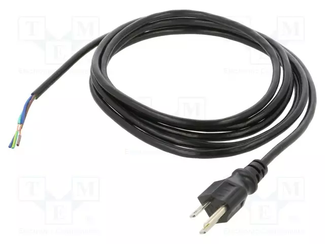 KAAPELI - 3X18AWG - NEMA 5-15 (B) PISTOKE,JOHDOT - PVC - 3M - MUSTA - Tietokone- ja  laitejohdot - 311010-01 - 1
