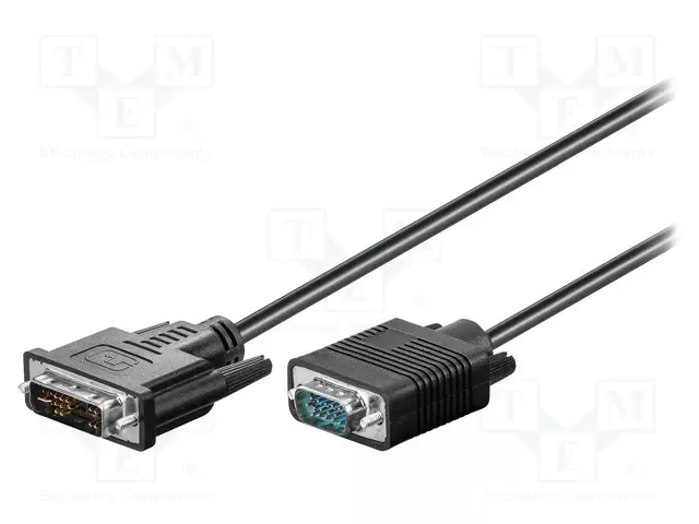 KAAPELI - D-SUB 15PIN HD-PISTOKE,DVI-I (12+5) PISTOKE - 1M - MUSTA - HDMI, DVI, DisplayPort johdot - DVI-VGA1 - 1