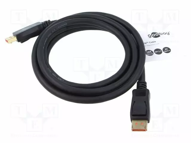 KAAPELI - DISPLAYPORT-PISTOKE,MOLEMMIN PUOLIN - PVC - PIT: 2M - MUSTA - HDMI, DVI, DisplayPort johdot - GOOBAY-74761 - 1