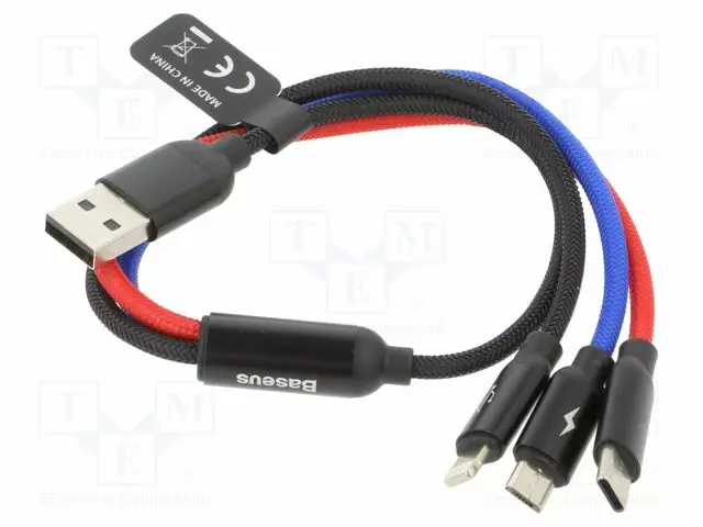 KAAPELI - HIGH SPEED,USB 2.0 - 0,3M - MUSTA - TEKSTIILI - USB kaapelit ja adapterit - CAMLT-ASY01 - 1