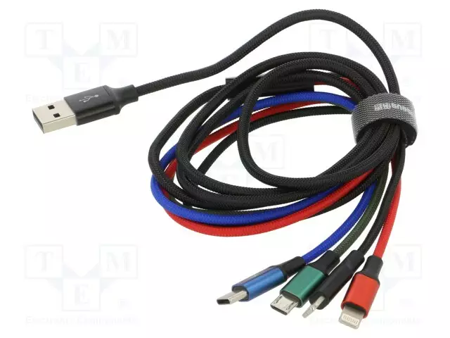 KAAPELI - HIGH SPEED,USB 2.0 - 1,2M - MUSTA - TEKSTIILI - 3,5A - USB kaapelit ja adapterit - CA1T4-A01 - 1