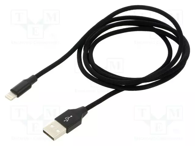 KAAPELI - HIGH SPEED,USB 2.0 - 1,2M - MUSTA - TEKSTIILI - USB kaapelit ja adapterit - CALYW-01 - 1