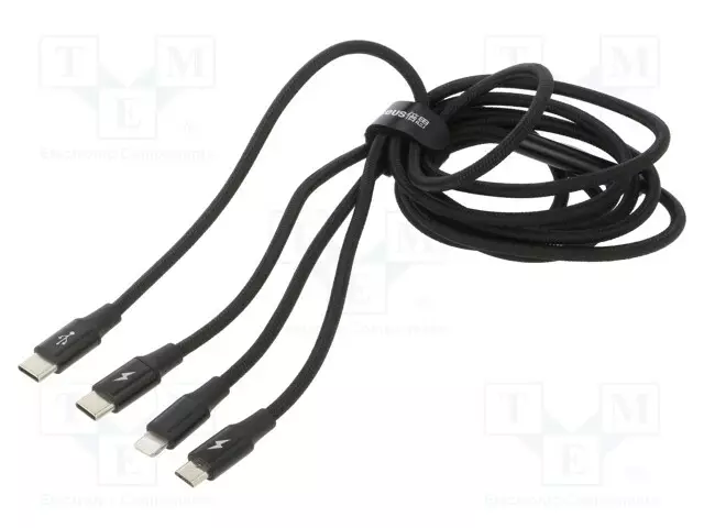 KAAPELI - HIGH SPEED,USB 2.0 - 1,5M - MUSTA - TEKSTIILI - 20W - USB kaapelit ja adapterit - CAMLT-SC01 - 1