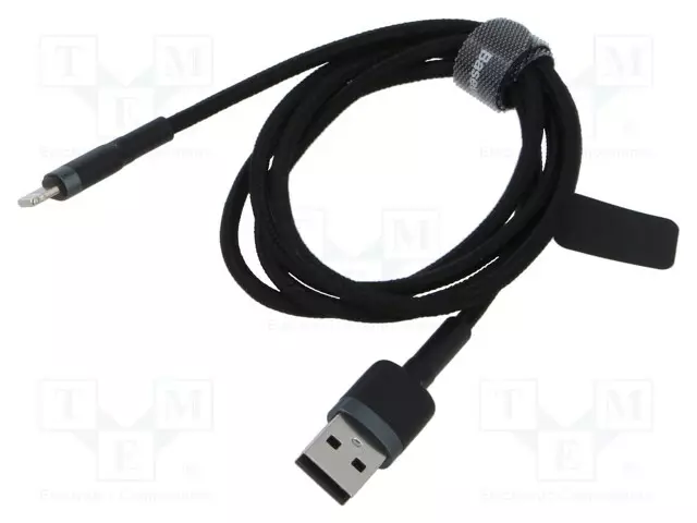 KAAPELI - HIGH SPEED,USB 2.0 - 1M - MUSTA - TEKSTIILI - 2,4A - USB kaapelit ja adapterit - CALKLF-BG1 - 1