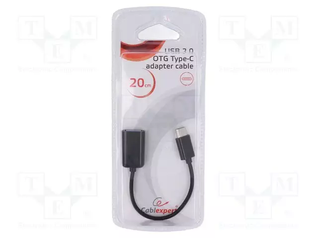 KAAPELI - OTG,USB 2.0 - USB A RASIA,USB C PISTOKE - 0,2M - MUSTA - USB kaapelit ja adapterit - AB-OTG-CMAF2-01 - 1