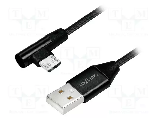 KAAPELI - USB 2.0 - 0,3M - MUSTA - PVC - TEKSTIILI - USB kaapelit ja adapterit - CU0141 - 1