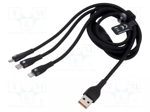 KAAPELI - USB 2.0 - 1,2M - MUSTA - 100W - 6A - USB kaapelit ja adapterit - CASS030001 - 1