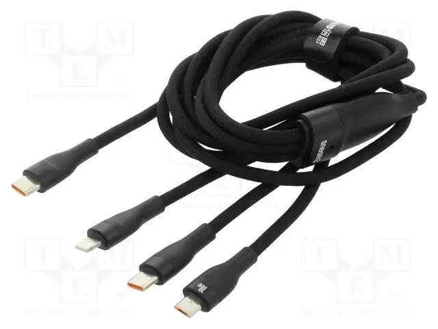 KAAPELI - USB 2.0 - 1,5M - MUSTA - 100W - 3,5A - USB kaapelit ja adapterit - CASS030201 - 1
