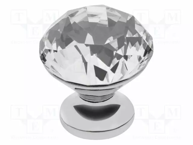 KNOB - Ø: 25MM - H: 28MM - GLASS,ZAMAK - GLAMOUR - PLATING: GALVANIZED - Sormiruuvit ja nupit - GTV-GZ-CRPB25-01 - 1