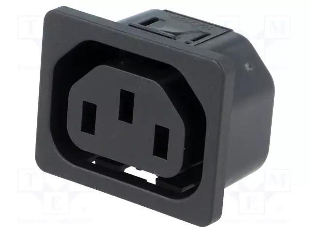 KOJELIITIN RUNKO NAARAS - 10A - 250VAC - C13 (F),V-LOCK - AC liittimet ja rungot - 6600.4115.21 - 1