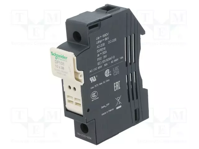 KYTKINVAROKE - 10X38MM - DIN-KISKOLLE - 32A - 400V - NAVAT: 1 - Sulakepitimet - DF101 - 1